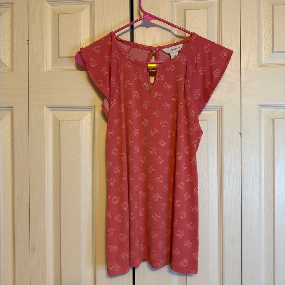 Liz Claiborne Red Flutter Sleeve Blouse‎